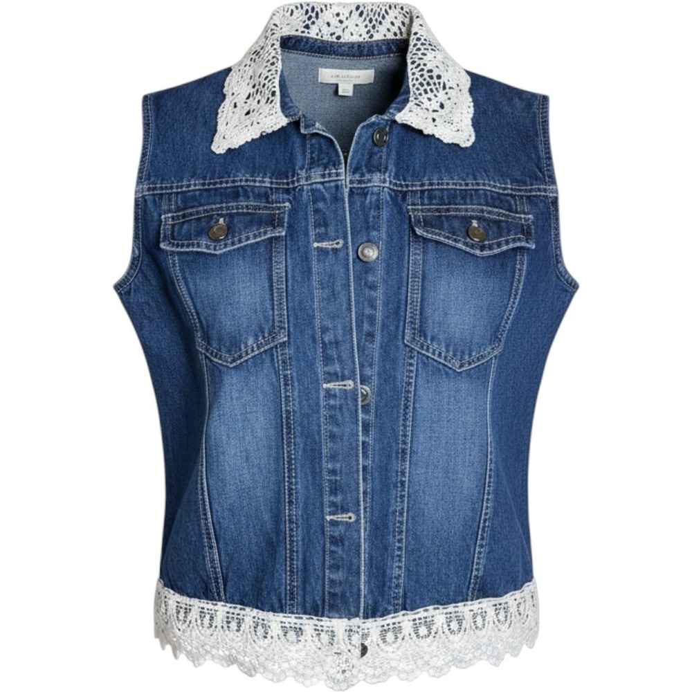 New Directions Vest Embroidered Size M‎ Denim